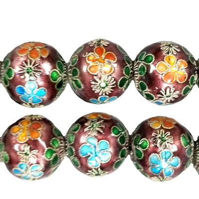 ENAMEL ROUND 16MM PURPLE